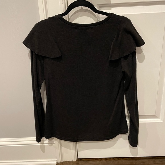 Elevate the every day with this black lightweight, ruffle sweater. - Picture 5 of 11